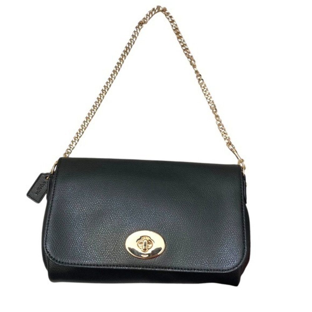 Coach black mini evening bag with gold tone chain